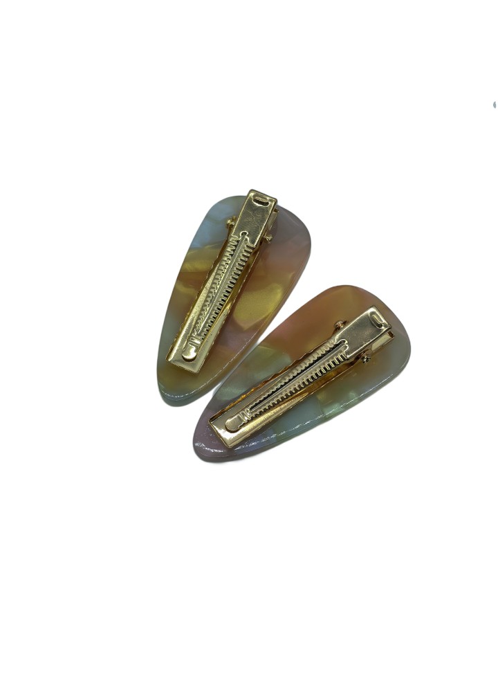 2 Pcs Marble Pattern Acetate Hair Clips For Women Non-slip Duckbill Metal Barrettes Cute Hair Accessories