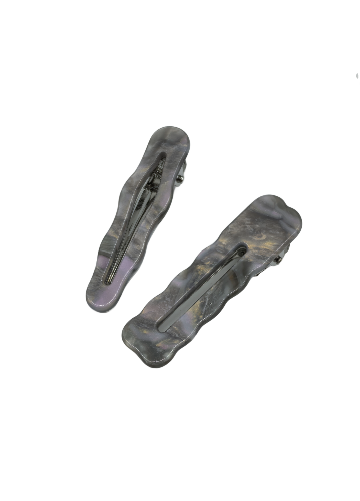 2 Pcs Marble Pattern Acetate Hair Clips For Women Non-slip Duckbill Metal Barrettes Elegant Hair Accessories