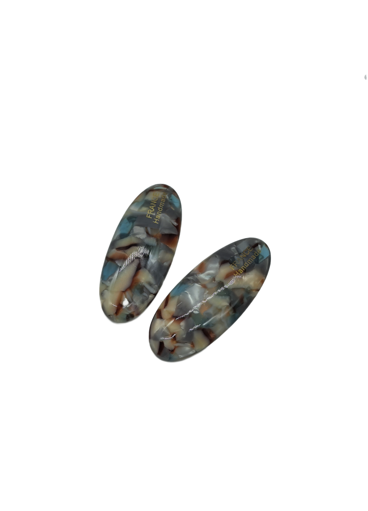2 Pcs Oval Acetate Hair Clips For Women Marble Pattern Duckbill Metal Barrettes Elegant Hair Accessories