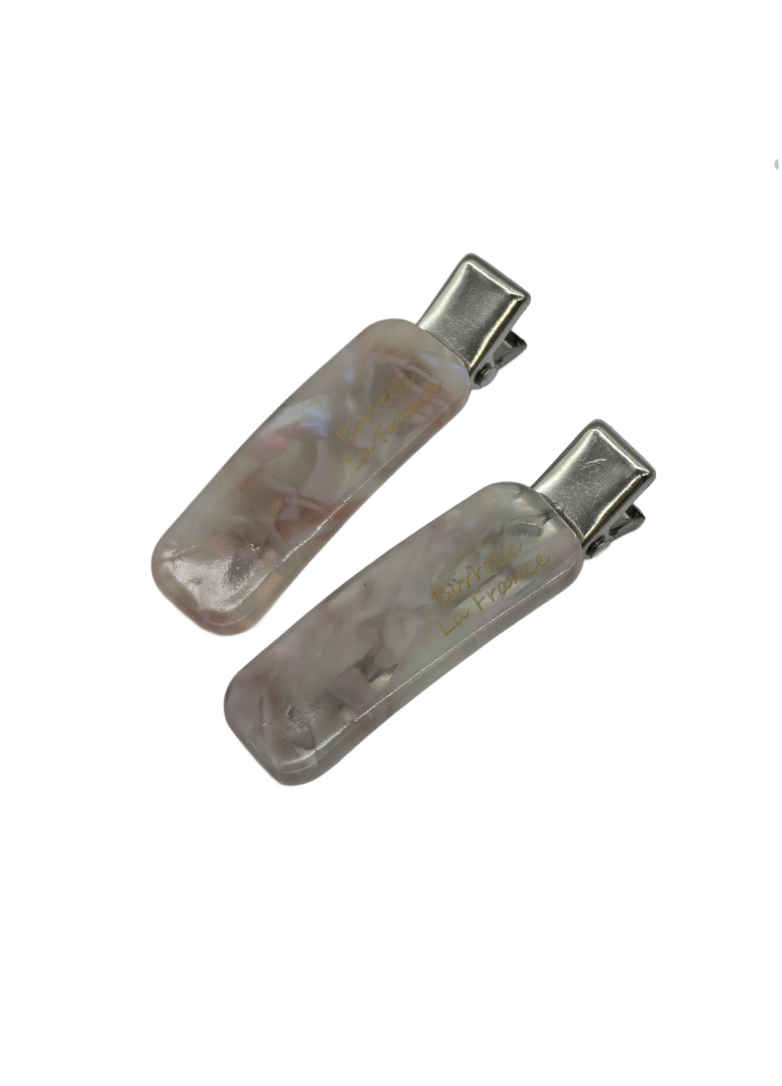 2 Pcs Rectangular Acetate Hair Clips For Women Pink Duckbill Metal Barrettes Elegant Hair Accessories