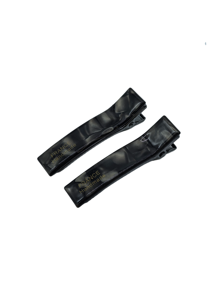 2 Pcs Rectangular Acetate Hair Clips For Women Mable Pattern Duckbill Metal Barrettes Elegant Hair Accessories