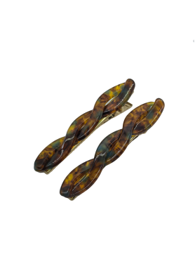 2 Pcs Twist-shaped Acetate Hair Clips For Women Tortoiseshell Duckbill Metal Barrettes Elegant Hair Accessories