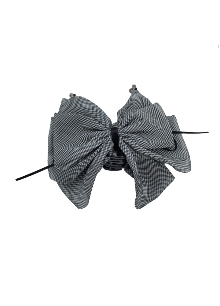 Gray Chiffon Bow Hair Claw Clips For Women Nonslip Ponytail Holder Hair Claw Clips Catch Clamps Hair Accessories