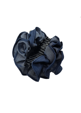 Blue Denim Hair Claw Clips Blue Plastic Ponytail Buns Holder Clips With Flower On Both Side
