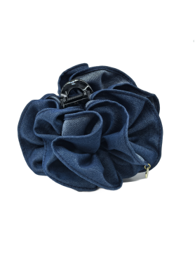 Blue Denim Hair Claw Clips Blue Plastic Ponytail Buns Holder Clips With Flower On Both Side