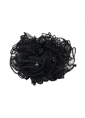 Black Lace Scrunchies For Women Large Elastic Hair Ties Ropes Black-rimmed Hair Ties Ponytail Holder