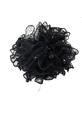 Black Lace Scrunchies For Women Large Elastic Hair Ties Ropes Black-rimmed Hair Ties Ponytail Holder